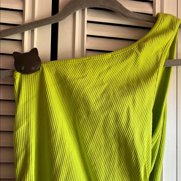 Fashion Nova Lime One-Shoulder Midi Dress - Picture 6 of 6